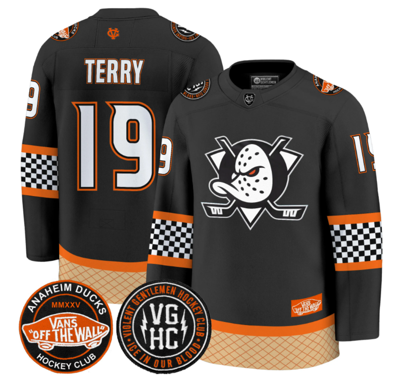 Troy Terry Jersey #19 Anaheim Ducks Checkerboard 2025 Premium Stitched