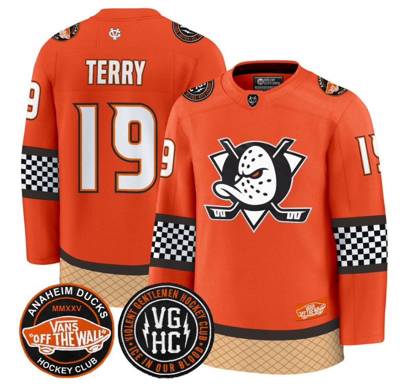 Troy Terry Jersey #19 Anaheim Ducks Checkerboard 2025 Premium Stitched