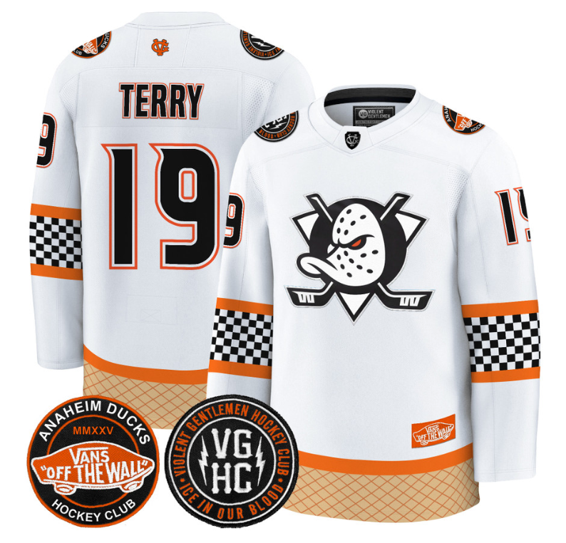 Troy Terry Jersey #19 Anaheim Ducks Checkerboard 2025 Premium Stitched