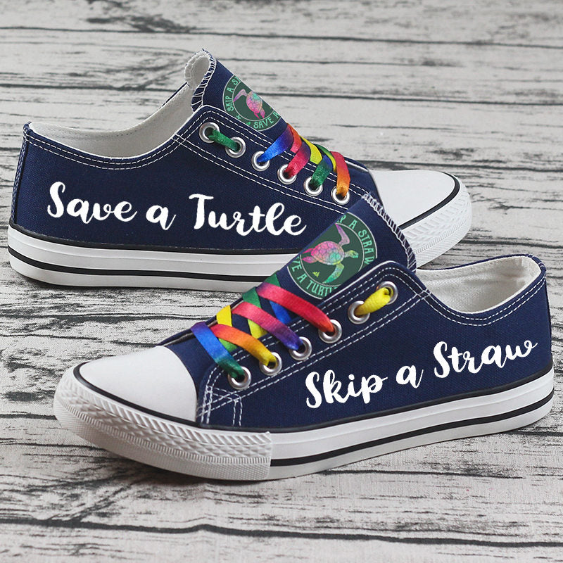 Turtle Canvas Sneakers Shoes For Men Women Fans