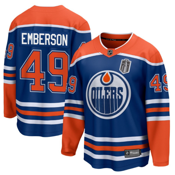 Ty Emberson 49 Edmonton Oilers 2025 Stanley Cup Final Home Breakaway Men Jersey