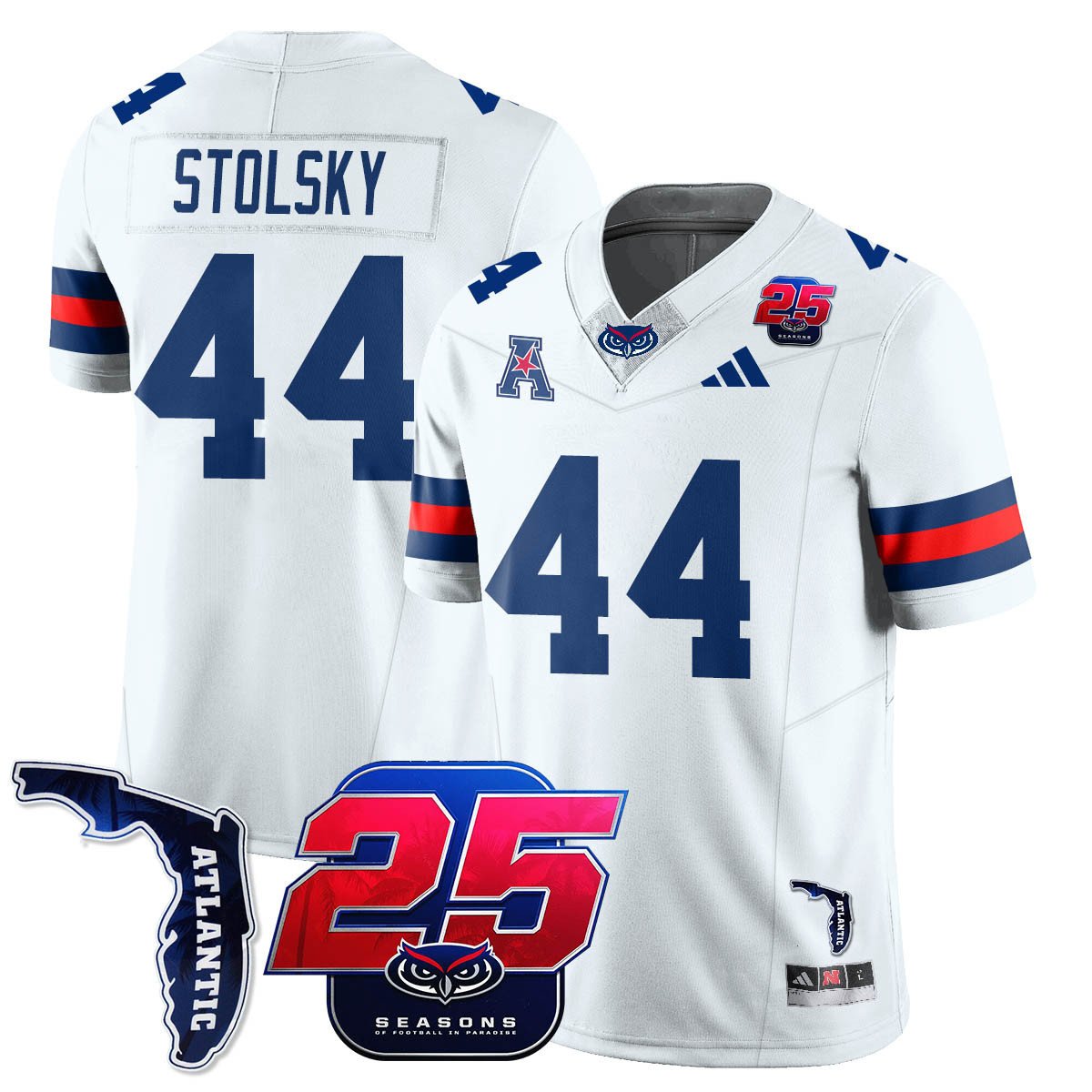 Tyler Stolsky Jersey #44 Florida Atlantic Football 25th Season Stitched
