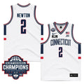 UConn Huskies #2 Tristen Newton Jersey 2024 National Champions Patch White Stiched