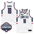 UConn Huskies #10 Hassan Diarra Jersey 2024 National Champions Patch White