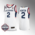 UConn Huskies #2 Tristen Newton Jersey 2024 National Champions Patch White