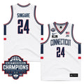 UConn Huskies  #24 Youssouf Singare Jersey 2024 National Champions Patch White