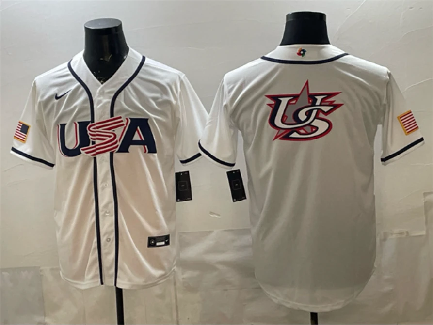USA Baseball White 2026 World Baseball Classic Big Logo Home Stadium Stitched Jersey