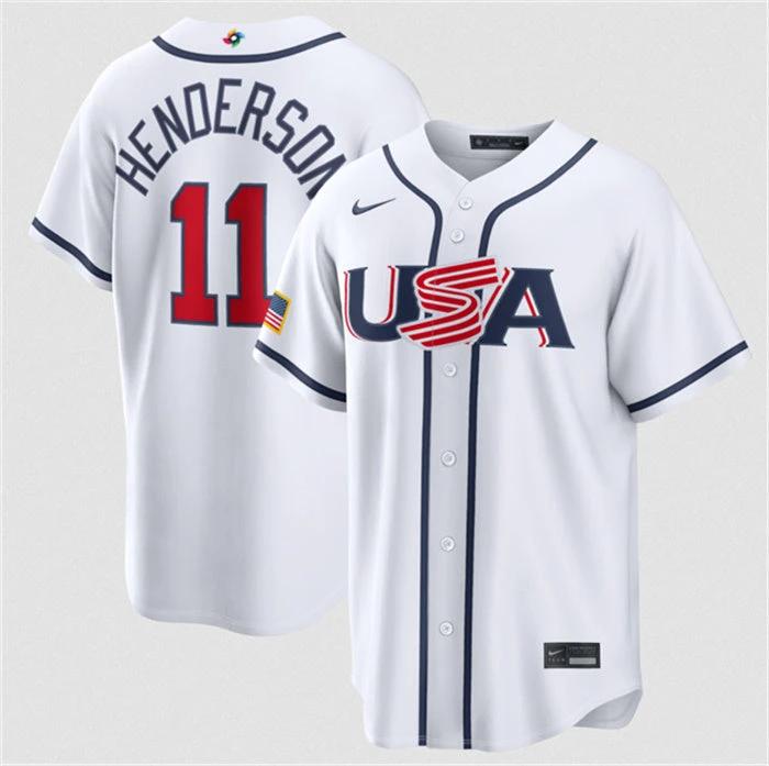 USA Baseball #11 Gunnar Henderson Jersey White 2026 World Baseball Classic Home Stadium Stitched