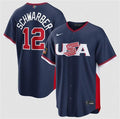USA Baseball #12 Kyle Schwarber Jersey Navy 2026 World Baseball Classic Road Stadium Stitched
