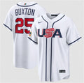 USA Baseball #25 Byron Buxton Jersey White 2026 World Baseball Classic Home Stadium Stitched