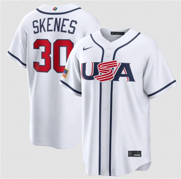 USA Baseball #30 Paul Skenes Jersey White 2026 World Baseball Classic Home Stadium Stitched