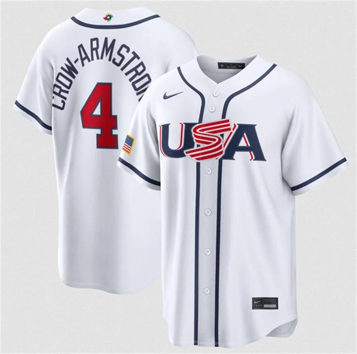 USA Baseball #4 Crow-Armstrong Jersey White 2026 World Baseball Classic Home Stadium Stitched