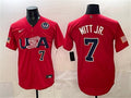 USA Baseball #7 Bobby Witt Jr. Jersey Red 2026 World Baseball Classic United States 250th Anniversary Patch Stadium Stitched