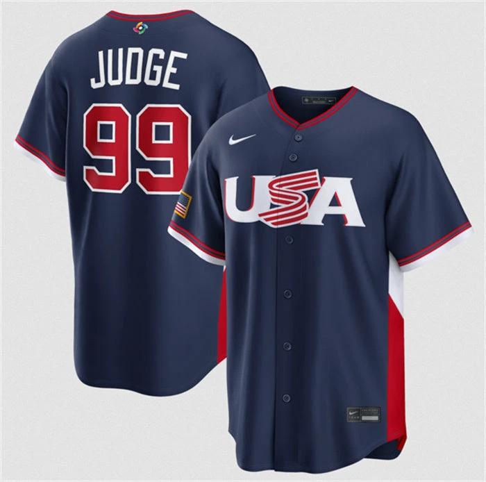 USA Baseball #99 Aaron Judge Jersey Navy 2026 World Baseball Classic Road Stadium Stitched
