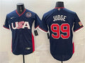 USA Baseball #99 Aaron Judge Jersey Navy 2026 World Baseball Classic United States 250th Anniversary Patch Road Stadium Stitched