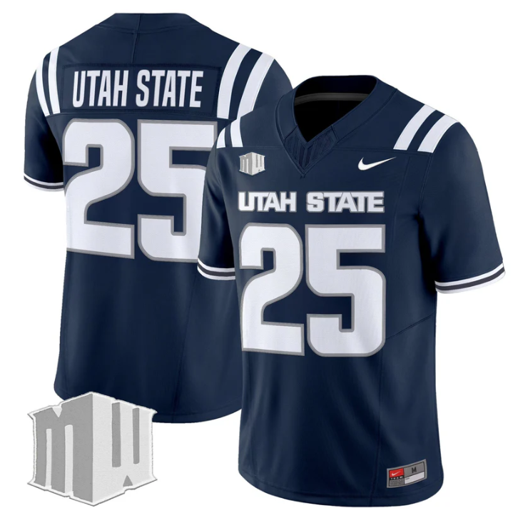 Utah State Jersey #25 Utah State Aggies 2025 Vapor Limited Stitched Navy