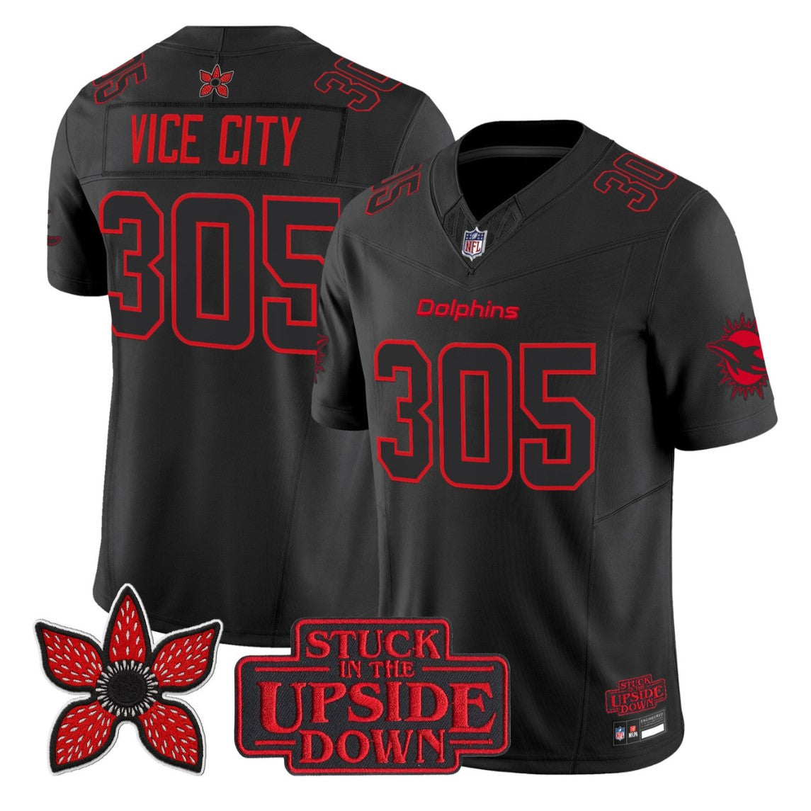 ViceCity Jersey #305 Miami Dolphins Stranger Things Edition Limited Stitched