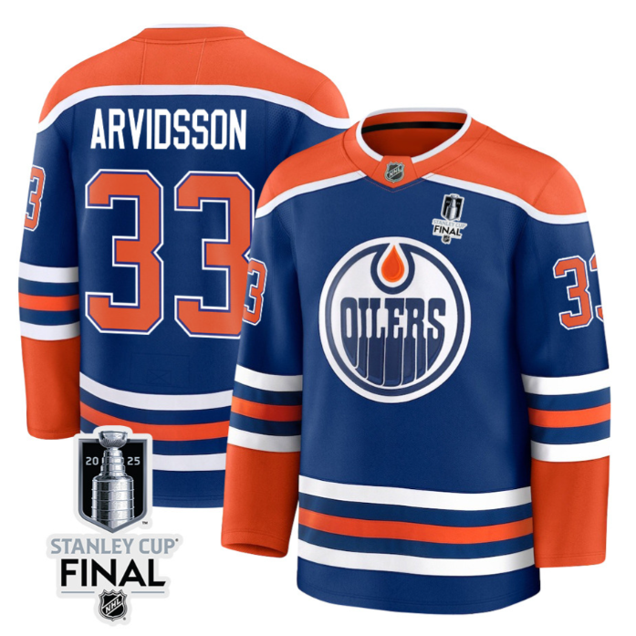 Viktor Arvidsson 33 Edmonton Oilers 2025 Stanley Cup Final Home Breakaway Men Jersey