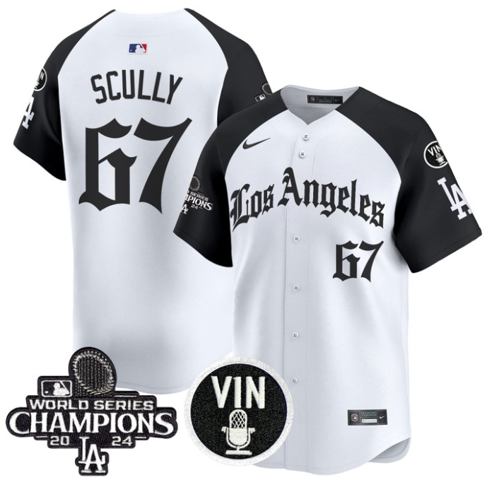 Vin Scully Jersey #67 Dodgers 2025 LA Gothic Style Vapor Premier Limited Stitched