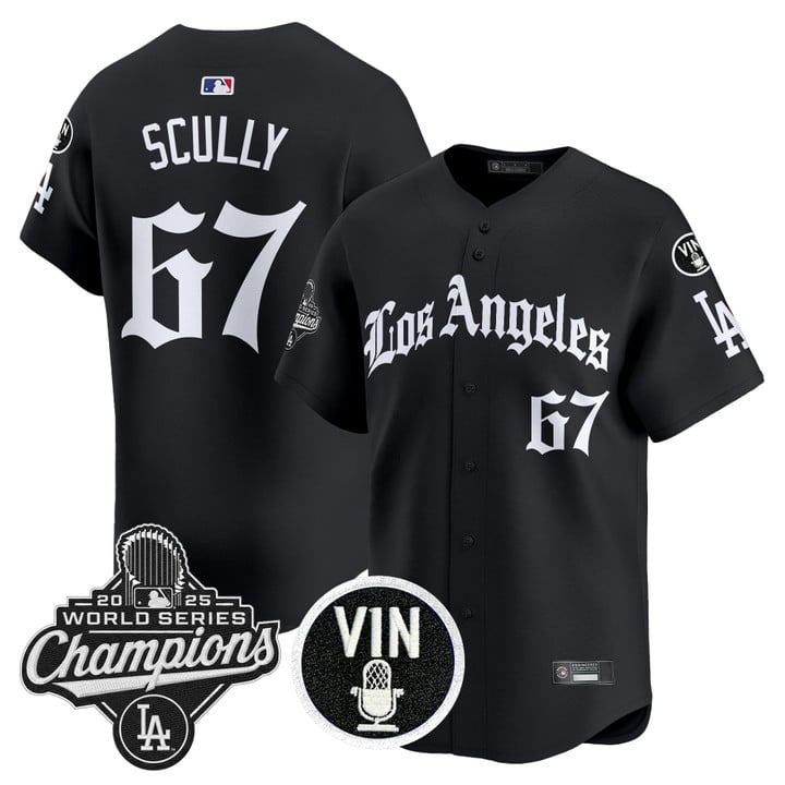 Vin Scully Jersey #67 Dodgers 2025 World Series Champions LA Gothic