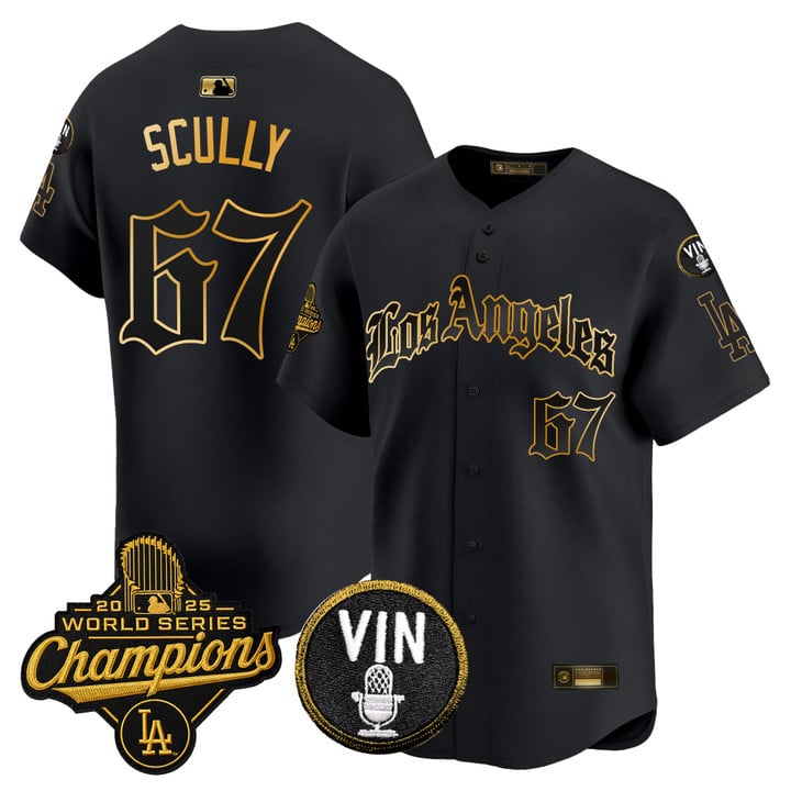 Vin Scully Jersey #67 Dodgers 2025 World Series Champions LA Gothic