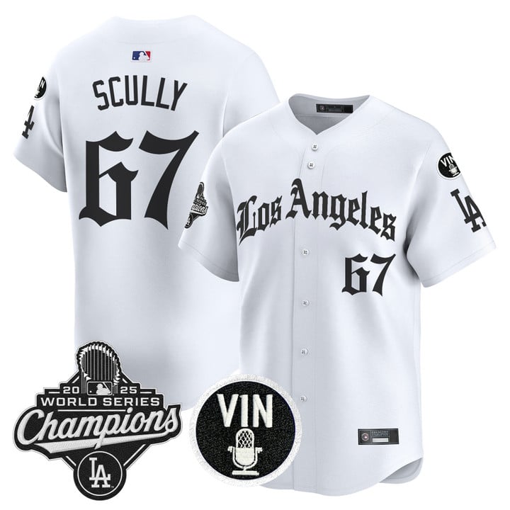 Vin Scully Jersey #67 Dodgers 2025 World Series Champions LA Gothic