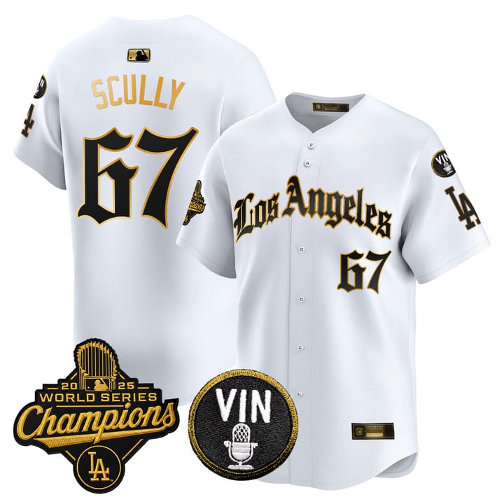 Vin Scully Jersey #67 Dodgers 2025 World Series Champions LA Gothic