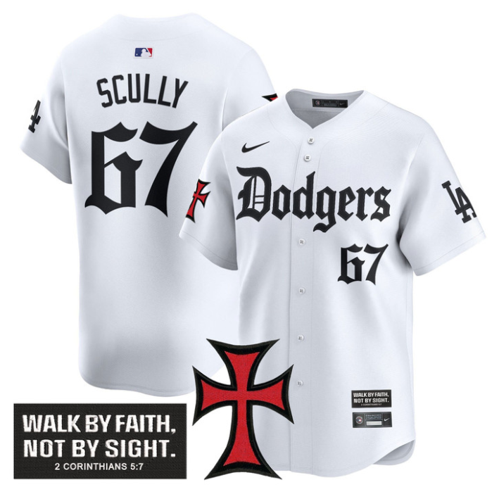 Vin Scully Jersey #67 Dodgers Faith Glory Edition Vapor Premier Limited Stitched
