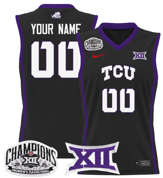 Women's Custom TCU Horned Frogs Jersey 2025 Champions Lightweight Black