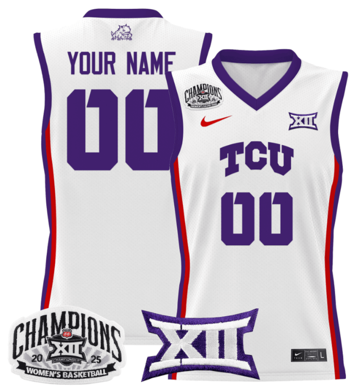 Women's Custom TCU Horned Frogs Jersey 2025 Champions Lightweight White