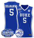 Women's Oluchi Okananwa Jersey #5 Duke Blue Devils 2025 ACC Champions Royal