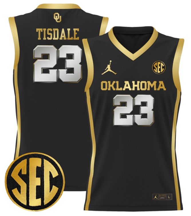 Wayman Tisdale Jersey #23 Oklahoma Sooners 2024 Lightweight Basketball Black Gold