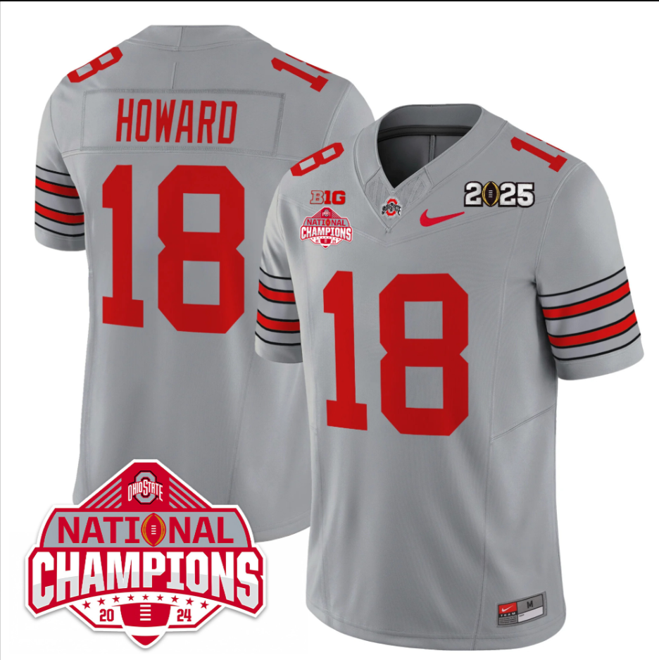 Will Howard Jersey #18 Ohio State 2025 CFP Patch National Champions