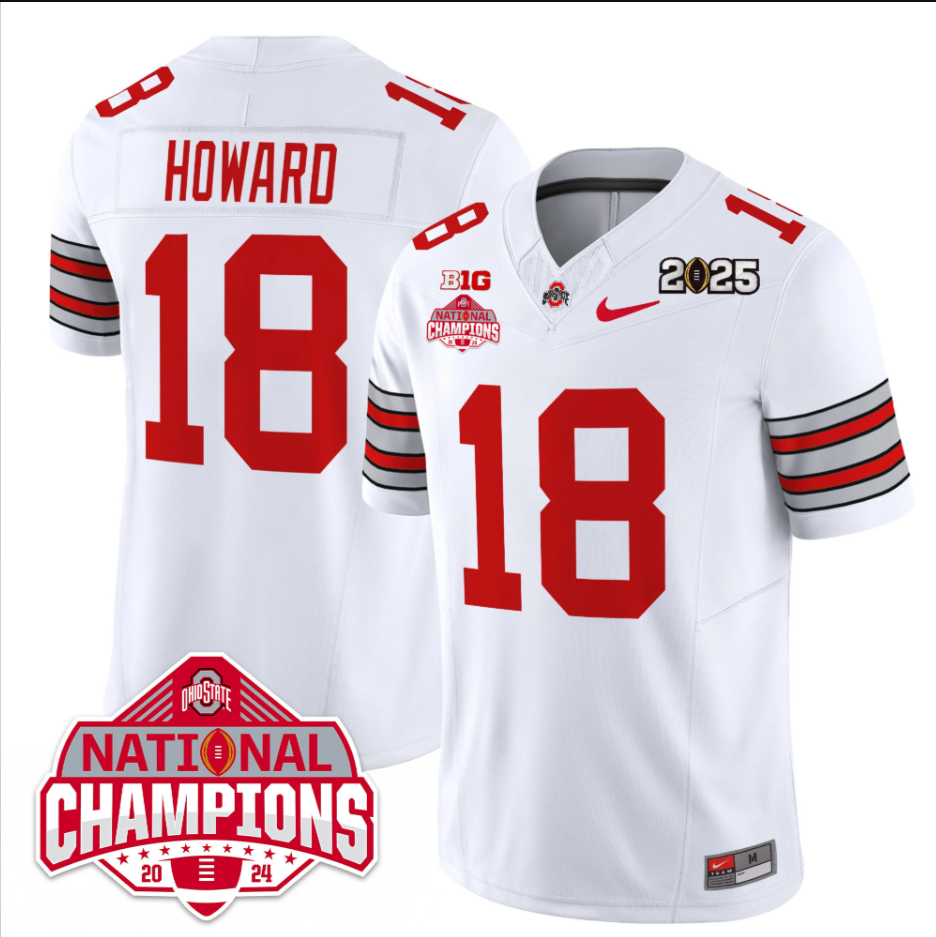 Will Howard Jersey #18 Ohio State 2025 CFP Patch National Champions