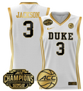 Women's Ashlon Jackson Jersey #3 Duke Blue Devils 2025 ACC Champions White Gold