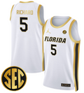 Will Richard Jersey #5 Florida Gators Swingman Basketball Stitched White Gold