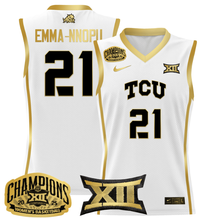 Women's Emma Nnopu Jersey #21 TCU Horned Frogs 2025 Champions White Gold