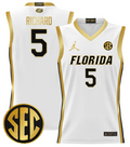 Will Richard Jersey #5 Florida Gators 2024 Lightweight Basketball White Gold