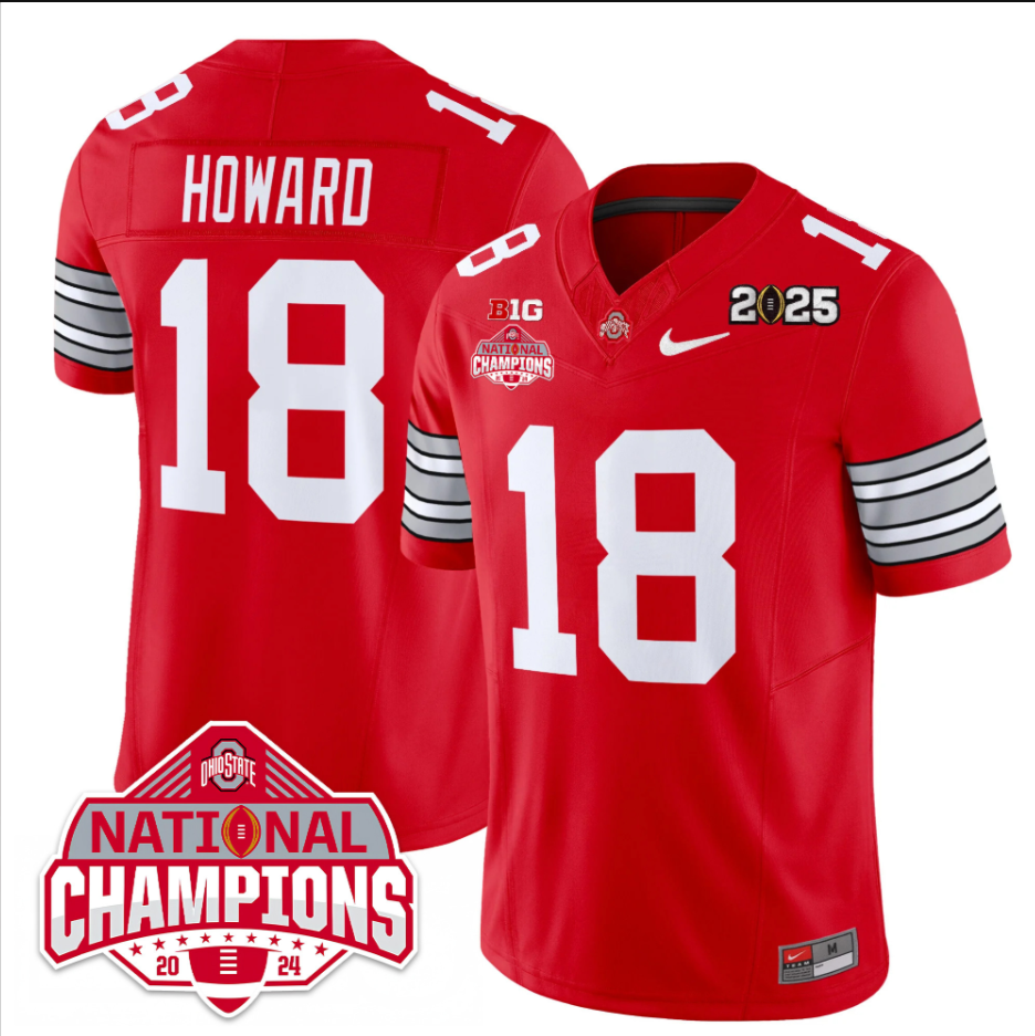 Will Howard Jersey #18 Ohio State 2025 CFP Patch National Champions