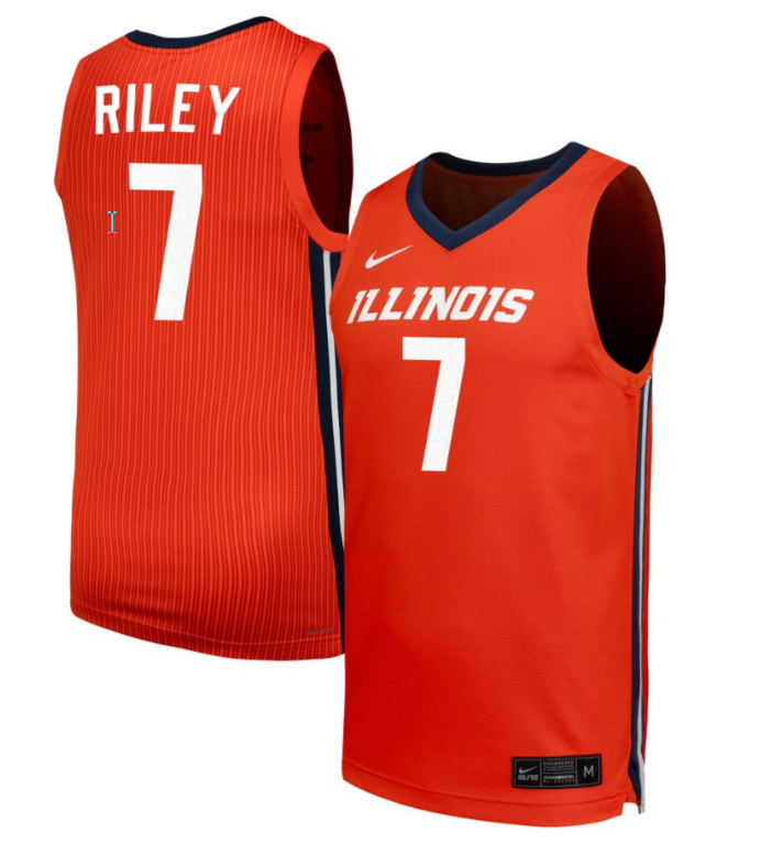 Will Riley Jersey #7 Illinois Fighting Illini NIL Basketball Orange