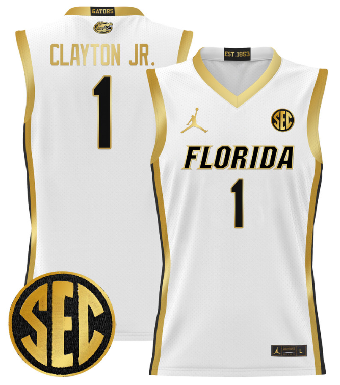 Walter Clayton Jr Jersey #15 Florida Gators 2024 Lightweight Basketball White Gold