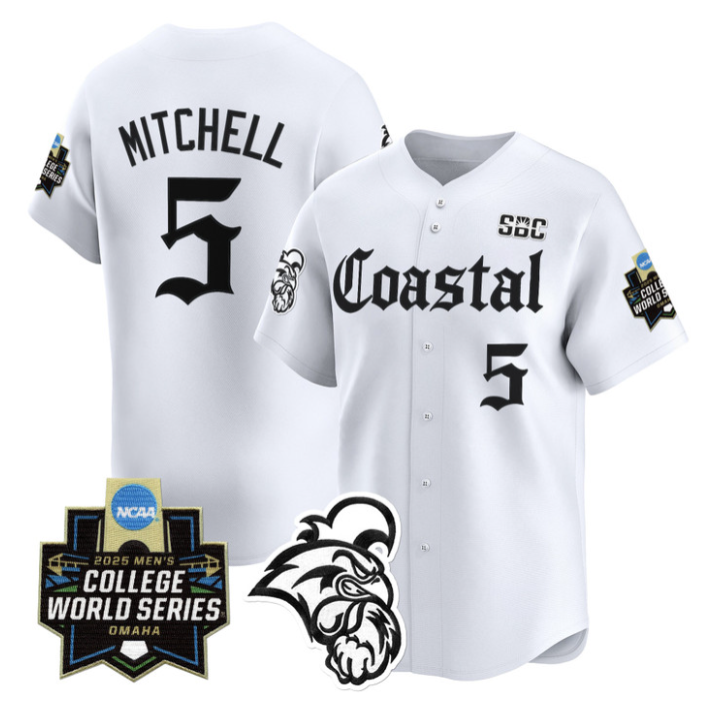 Walker Mitchell Jersey #5 Coastal Carolina 2025 World Series Gothic