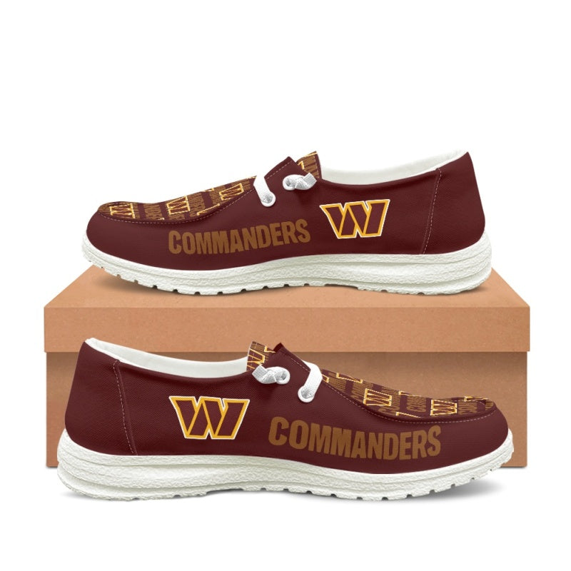 Washington Commanders Red Team Name Logo Canvas Sneaker Shoes For Men Women Fans