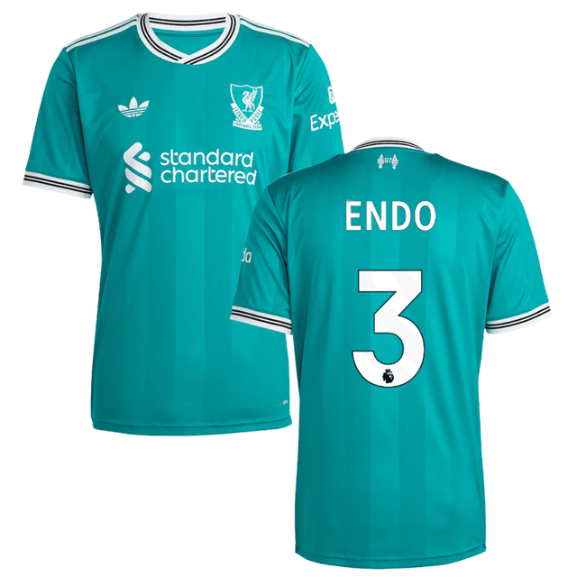 Wataru Endo 3 Liverpool 2025-26 Third Match Jersey – Aqua