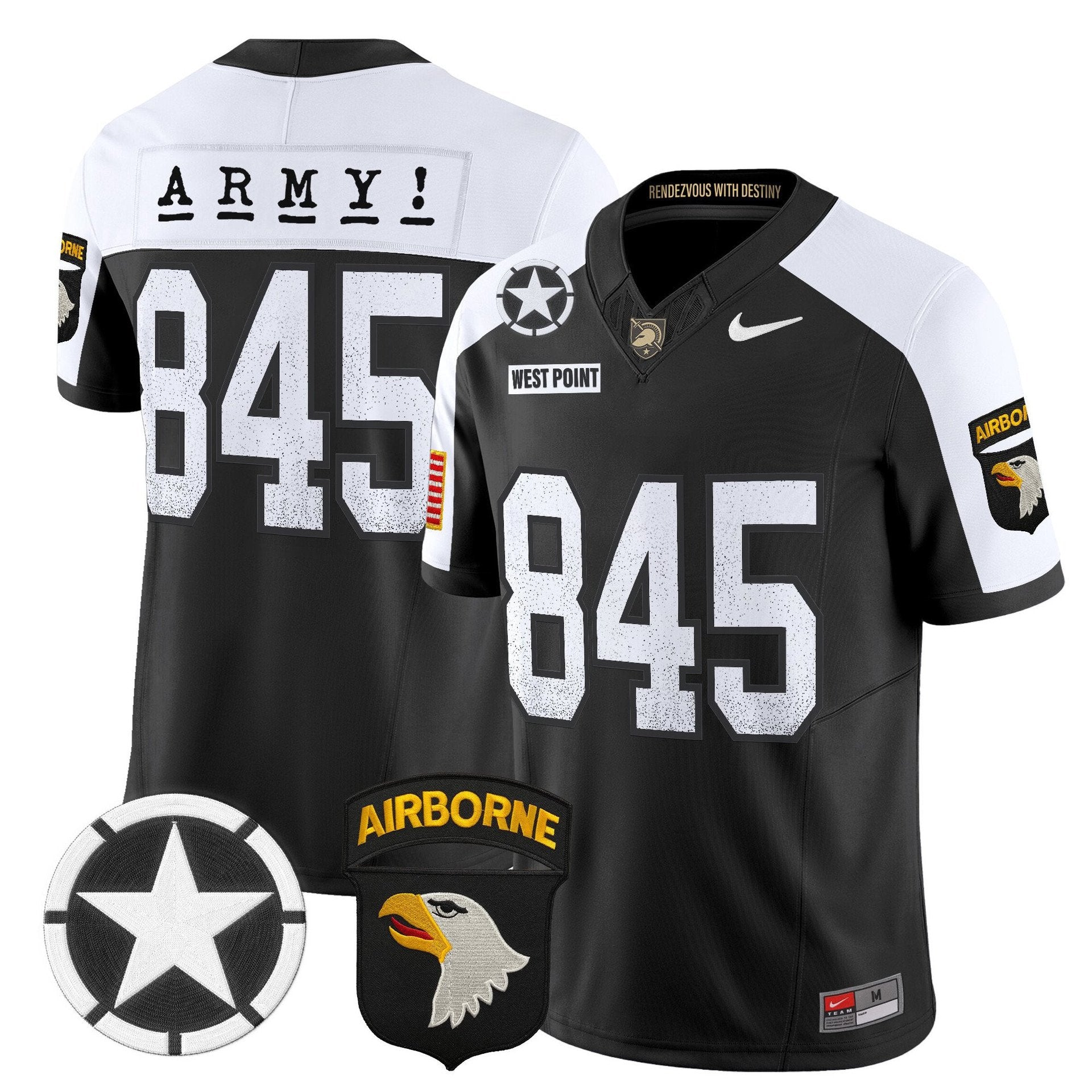 West Point Jersey #845 Army Black Knights 2025 Screaming Eagles