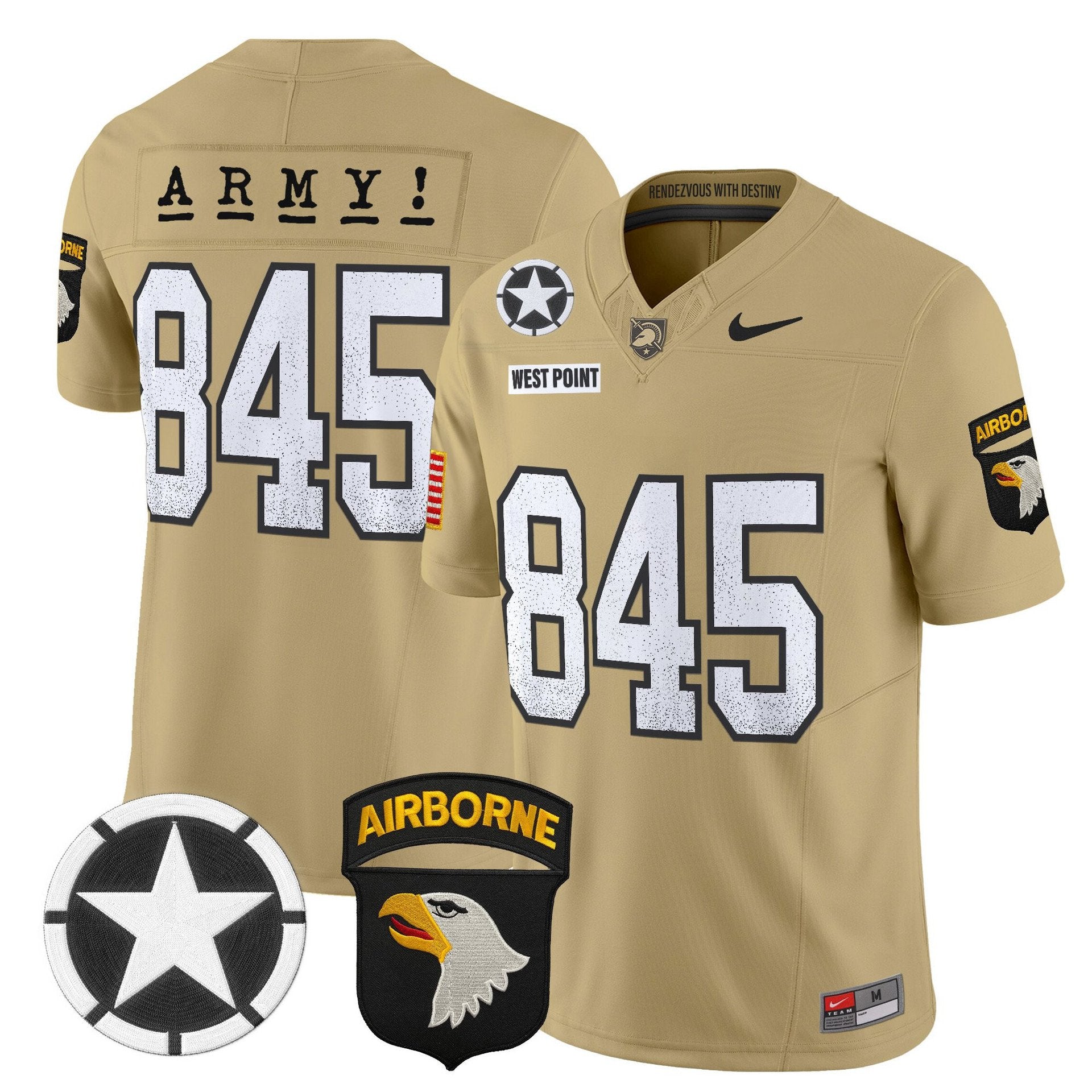 West Point Jersey #845 Army Black Knights 2025 Screaming Eagles