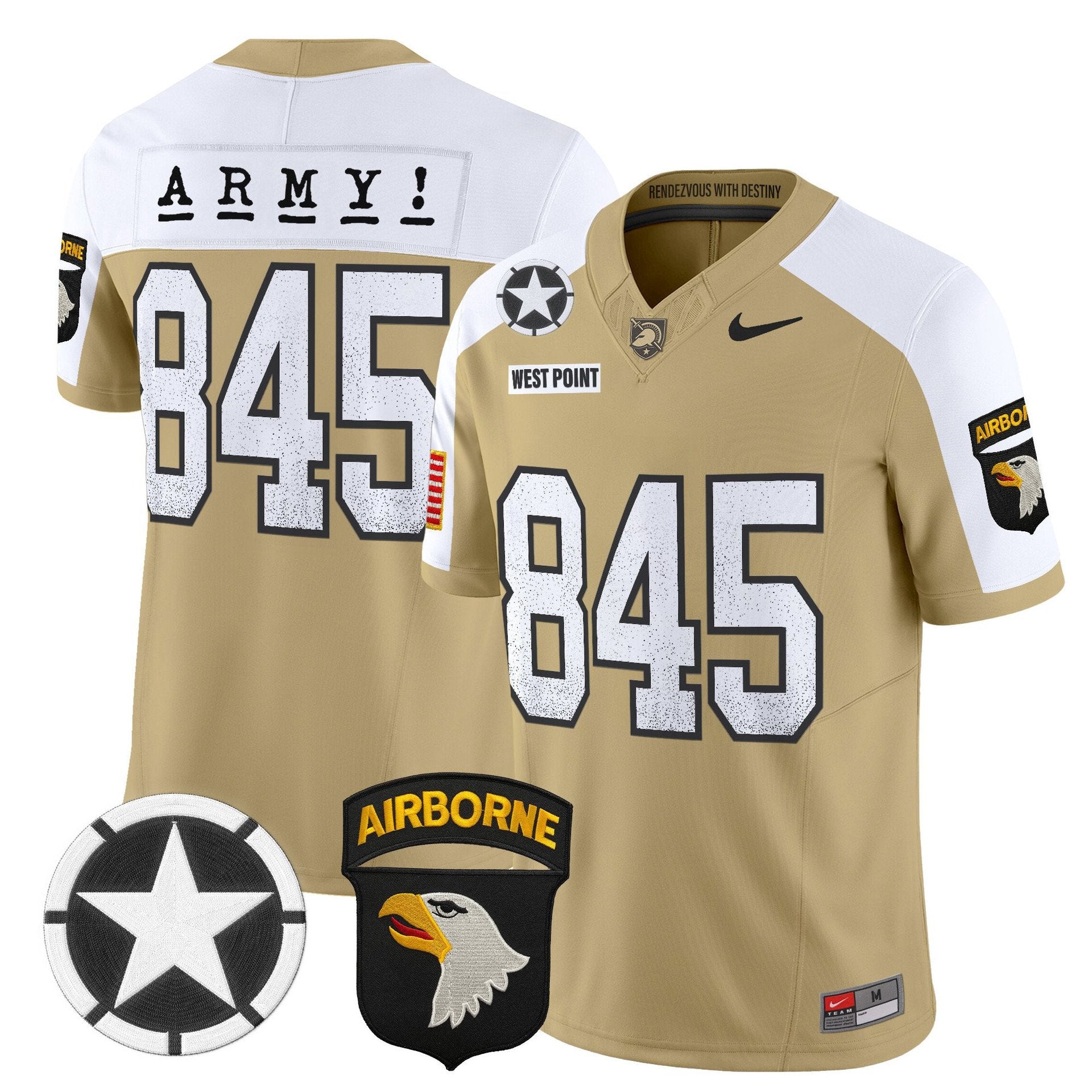 West Point Jersey #845 Army Black Knights 2025 Screaming Eagles