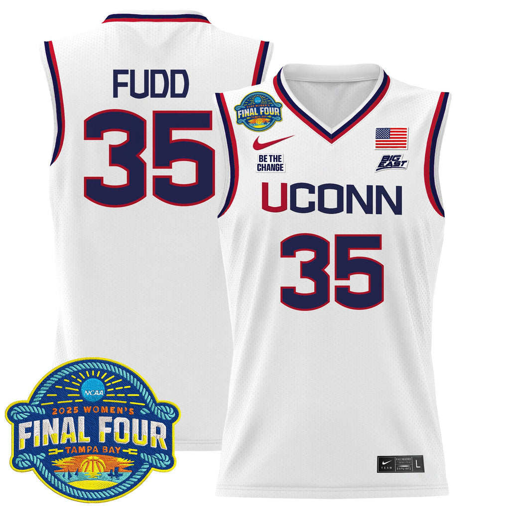 Azzi Fudd Jersey #35 UConn Huskies 2025 Big EAzzi Fudd Jersey #35 UConn Huskies 2025 Big Eat Final Four Patch Whiteat Final Four Patch White Gold (Copy)