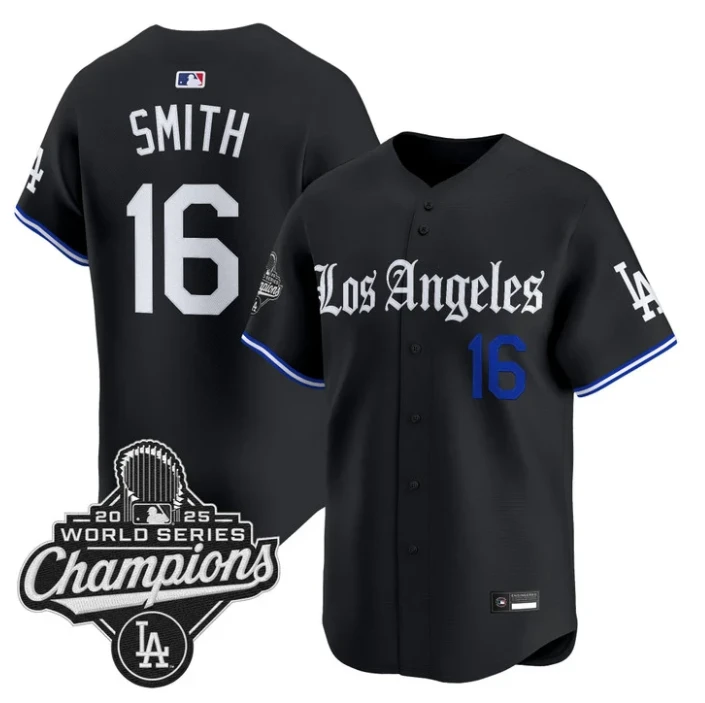 Will Smith Jersey #16 Los Angeles Dodgers Gothic Edition Vapor Premier Stitched