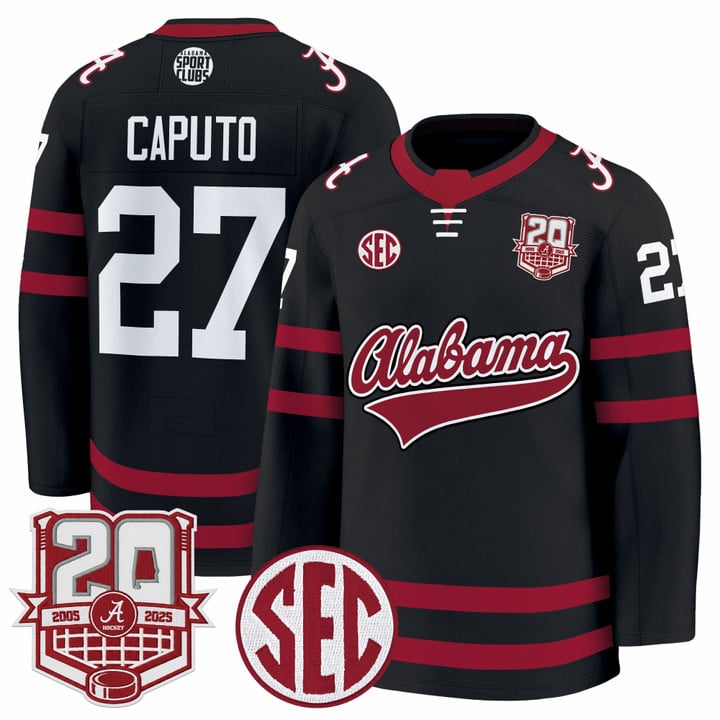 Will Caputo Jersey #27 Alabama Crimson 2025-26 20th Patch Stitched